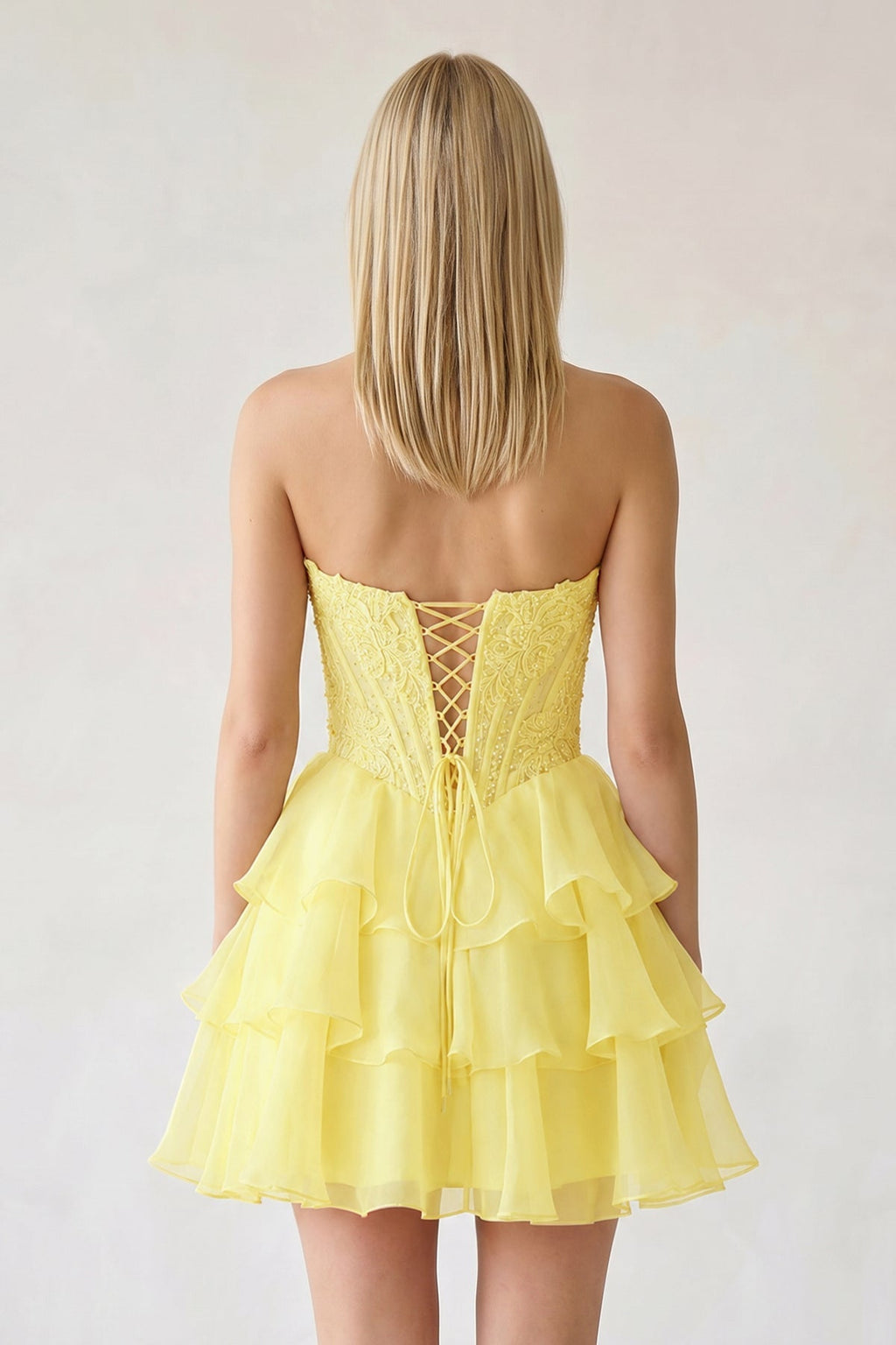 Red Ruffled A-Line Chiffon Sweetheart Corset Homecoming Dress With Beading